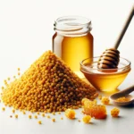 DALL·E 2024-05-30 09.35.17 - Create a high-quality photograph-style image of bee pollen and honey3