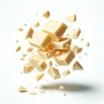 DALL·E 2024-05-29 16.46.05 - Create a photograph-style image of cocoa butter chunks falling, derived from fine flavor and aroma cocoa beans. The cocoa butter chunks are shown in t