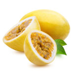 Yellow maracuya (passion fruit) isolated on white background. Clipping path